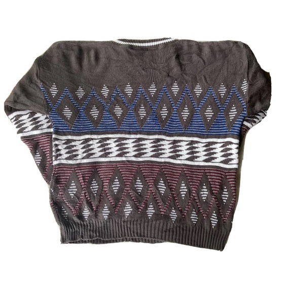 Vintage Town Craft Cosby Mens Sweater Knit Sz Large Grey Patriotic Abstract 90s - Picture 5 of 8